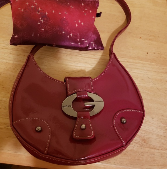 Guess Handbags - Small Burgundy GUESS Hobo Bag Purse